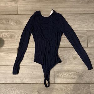 Dark Blue American Apparel Long Sleeve Bodysuit